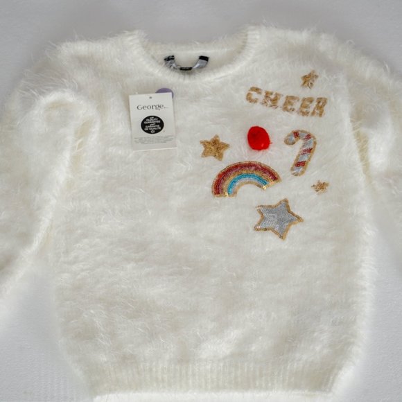NWT Christmas Sequin and Fluffy sweater - George - sz 4/5 - Picture 1 of 4